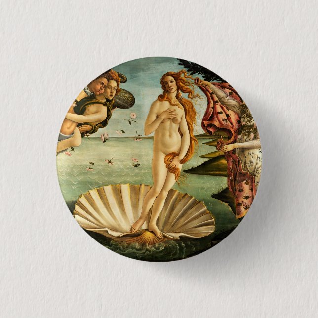 Macaron Rond 2,50 Cm Botticelli Naissance De La Peinture D'Art Renaissa (Devant)