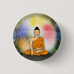 Macaron Rond 2,50 Cm Bouddha's Enlightenment & Dharma Wheel Button