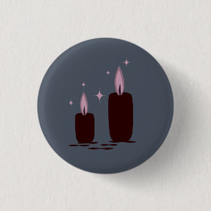 Macaron Rond 2,50 Cm Bougies magiques de Halloween sorcière au clair de