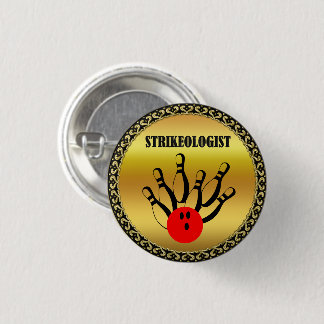 Macaron Rond 2,50 Cm Boule de bowling et épingles avec le mot STRIKEOLO