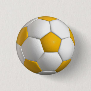 Macaron Rond 2,50 Cm Boule de soccer (football) épingle / bouton - or j
