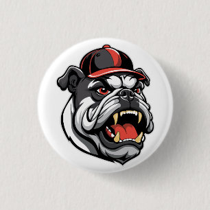 MACARON ROND 2,50 CM BOULEDOGUE AVEC CASQUETTE DE BASEBALL