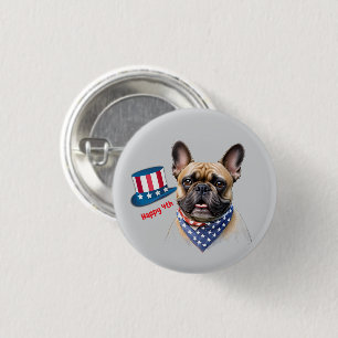 Macaron Rond 2,50 Cm Bouledogue français Happy 4 juillet French Bulldog