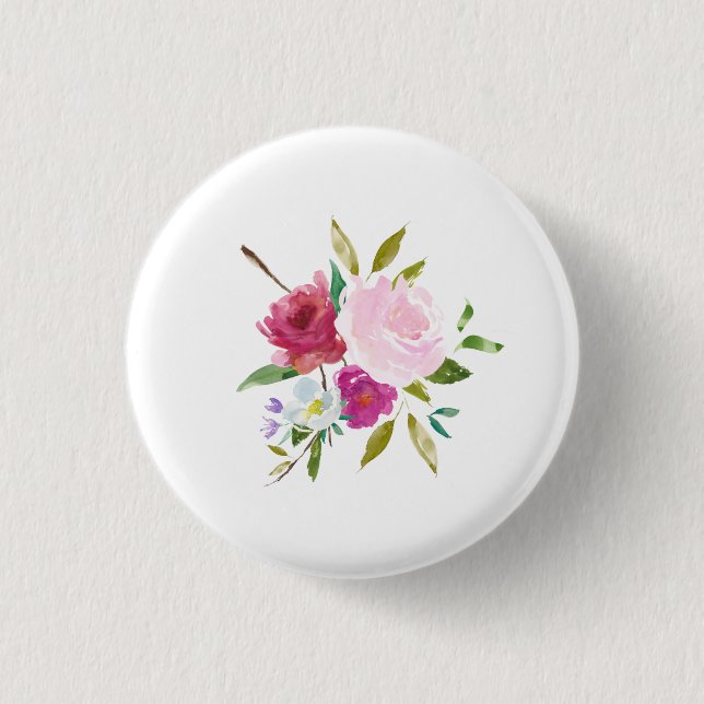 Macaron Rond 2,50 Cm Bouquet à boutons ronds floraux (Devant)