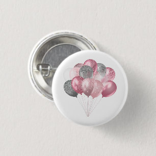 Macaron Rond 2,50 Cm Bouquet de ballons scintillants rose et argent