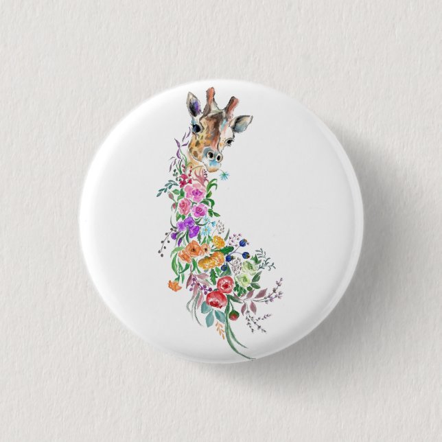 Macaron Rond 2,50 Cm Bouquet de fleurs Bouton Giraffe (Devant)