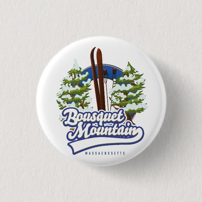 Macaron Rond 2,50 Cm Bousquet Mountain Massachusetts logo Ski (Devant)