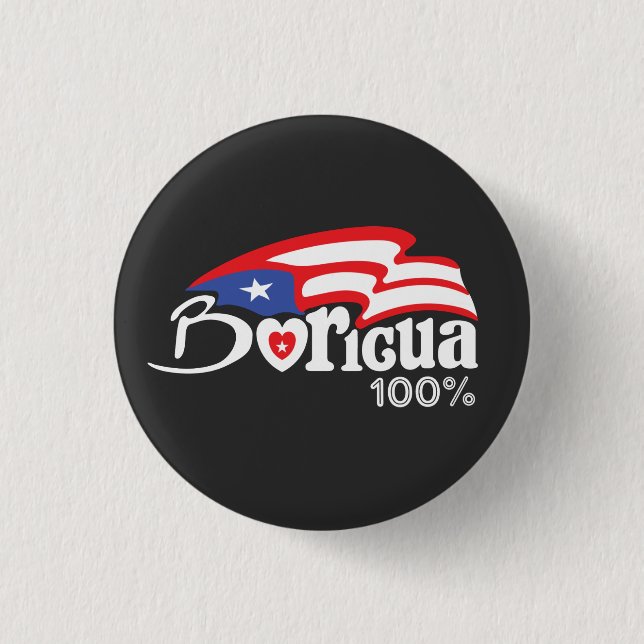 Macaron Rond 2,50 Cm Bouton 100% Porto Rico Boricua (Devant)