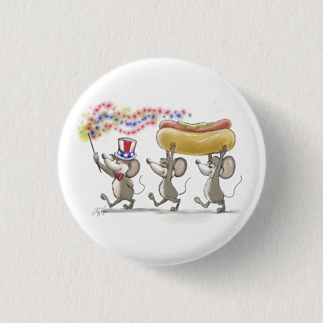 Macaron Rond 2,50 Cm Bouton 4 juillet de Mic, Mac & Moe (Devant)