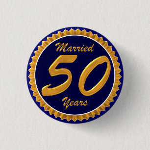 Macaron Rond 2,50 Cm Bouton 50e anniversaire Mariage