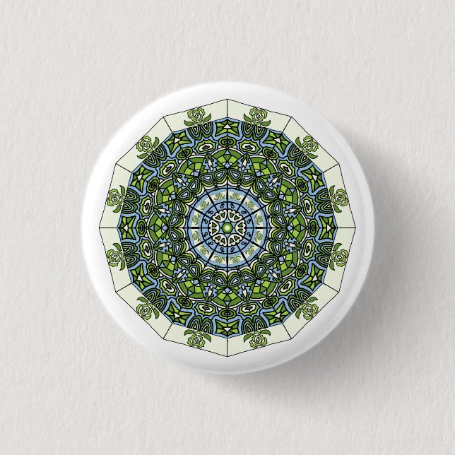 Macaron Rond 2,50 Cm Bouton Achillean Mandala (Devant)