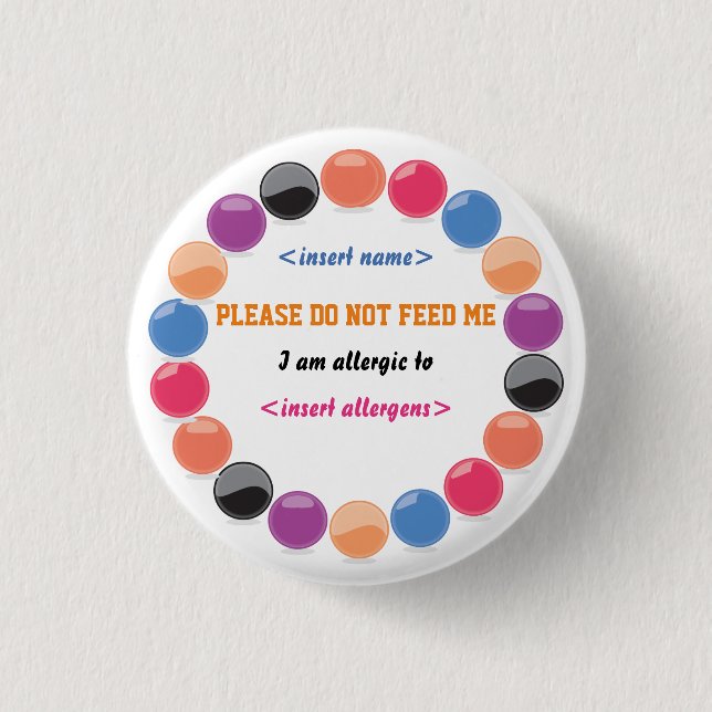 Macaron Rond 2,50 Cm Bouton Alerte allergique (Devant)