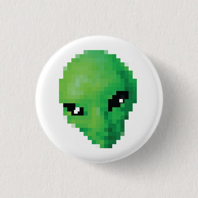 Macaron Rond 2,50 Cm Bouton alien vert (Devant)
