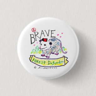 Macaron Rond 2,50 Cm Bouton Anarchiste Défenseur Forêt Opossum
