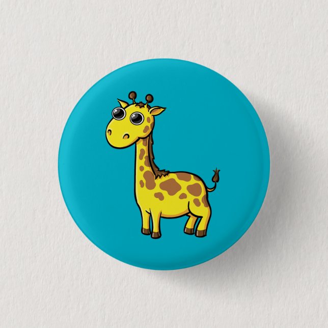 Macaron Rond 2,50 Cm Bouton Animé de girafe (Devant)