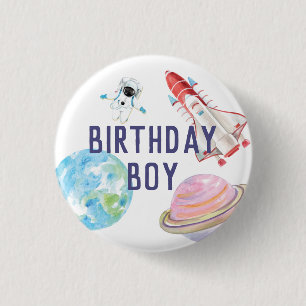 Macaron Rond 2,50 Cm Bouton Anniversaire Espace extra-atmosphérique