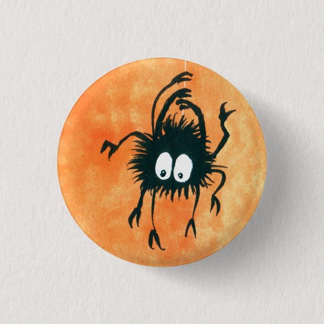 Macaron Rond 2,50 Cm Bouton Araignée d'Halloween ! (Devant)