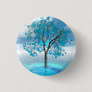Macaron Rond 2,50 Cm Bouton Arbre bleu cristal