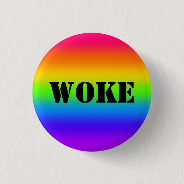 Macaron Rond 2,50 Cm Bouton arc-en-ciel WOKE (Devant)