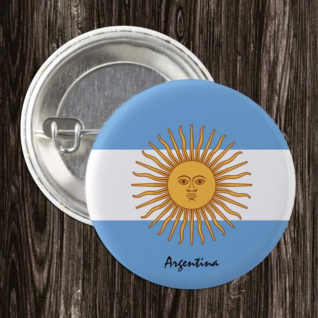 Macaron Rond 2,50 Cm Bouton Argentine, Drapeau Argentine patriotique (Créateur téléchargé)