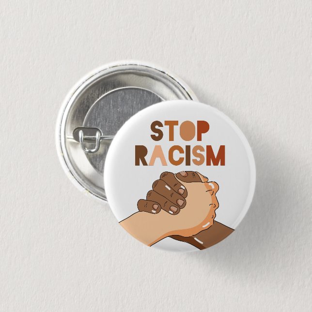 Macaron Rond 2,50 Cm Bouton Arrêter le racisme (Devant & derrière)