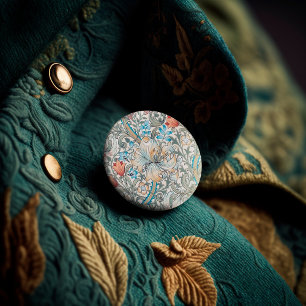 Macaron Rond 2,50 Cm Bouton Art Nouveau William Morris Lily