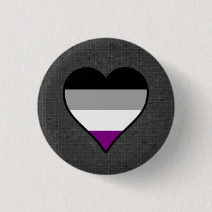 Macaron Rond 2,50 Cm Bouton asexuel de coeurs de fierté