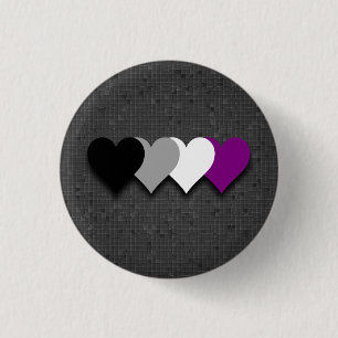 Macaron Rond 2,50 Cm Bouton asexuel de coeurs de fierté
