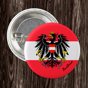 Macaron Rond 2,50 Cm Bouton Autriche, mode drapeau autrichien patriotiq