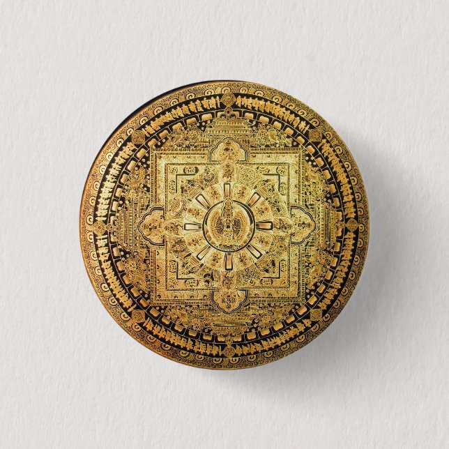 Macaron Rond 2,50 Cm Bouton Avalokiteshvara Mille Armés (Devant)