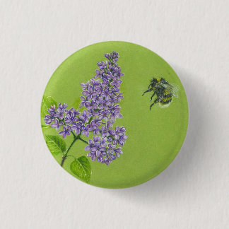 Macaron Rond 2,50 Cm Bouton avec lilas et bourdons