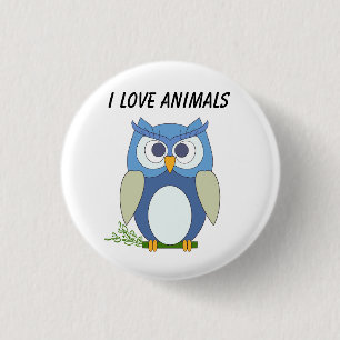 Macaron Rond 2,50 Cm Bouton avec petit hibou mignon