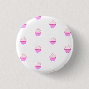 Macaron Rond 2,50 Cm Bouton avec un mignon cupcake rose