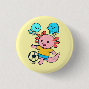 Macaron Rond 2,50 Cm Bouton axolotl du joueur de football