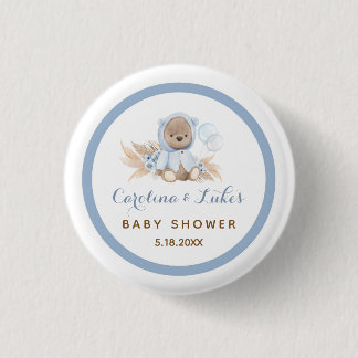 Macaron Rond 2,50 Cm Bouton Baby shower de la fête de l'ours de Boho bl