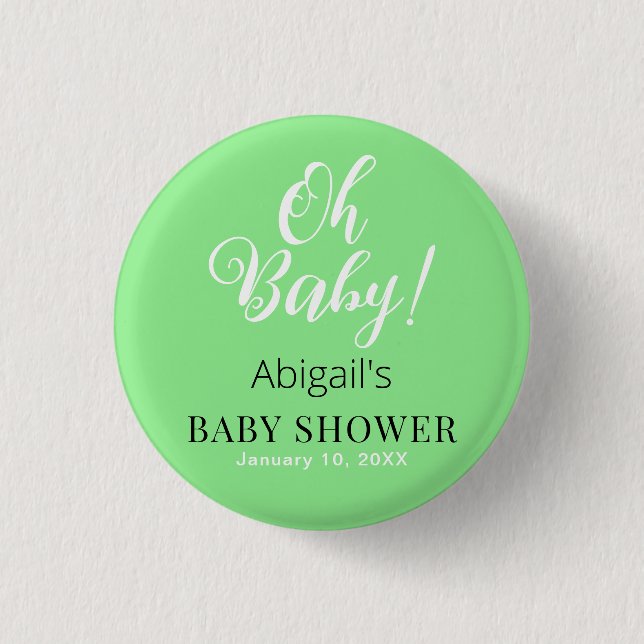 Macaron Rond 2,50 Cm Bouton Baby shower moderne - Texte personnalisé (Devant)