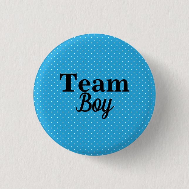 Macaron Rond 2,50 Cm Bouton Baby shower Pois bleu Team Boy (Devant)
