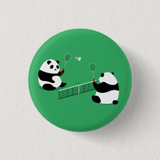 Macaron Rond 2,50 Cm Bouton Badminton Pandas / Épingle / Insigne