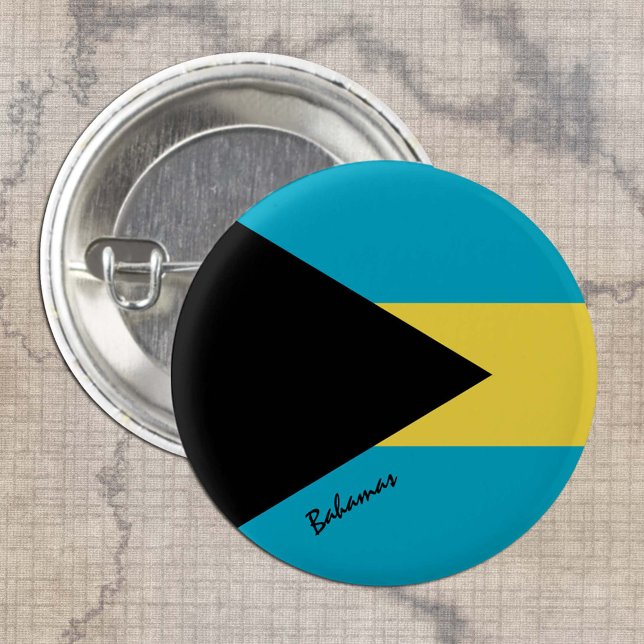 Macaron Rond 2,50 Cm Bouton Bahamas, patriotique Bahamas Drapeau mode (Créateur téléchargé)