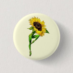 Macaron Rond 2,50 Cm Bouton Ballerina Sunflower Ballet Dancer Cadeau