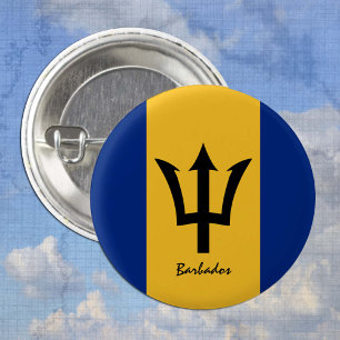 Macaron Rond 2,50 Cm Bouton Barbade, patriotique Barbade Drapeau mode