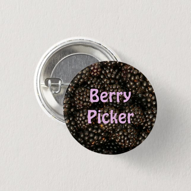 Macaron Rond 2,50 Cm Bouton Blackberries "Berry Picker" (Devant & derrière)