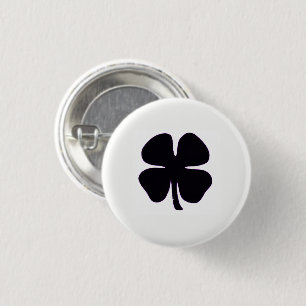 Macaron Rond 2,50 Cm Bouton blanc petit Trèfle noir