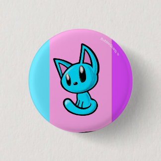 Macaron Rond 2,50 Cm Bouton bleu de chaton de bande dessinée