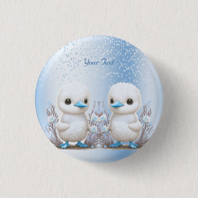 Macaron Rond 2,50 Cm Bouton bleu floral Twin Ducks (Devant)