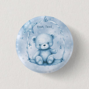 Macaron Rond 2,50 Cm Bouton bleu Teddy Bear