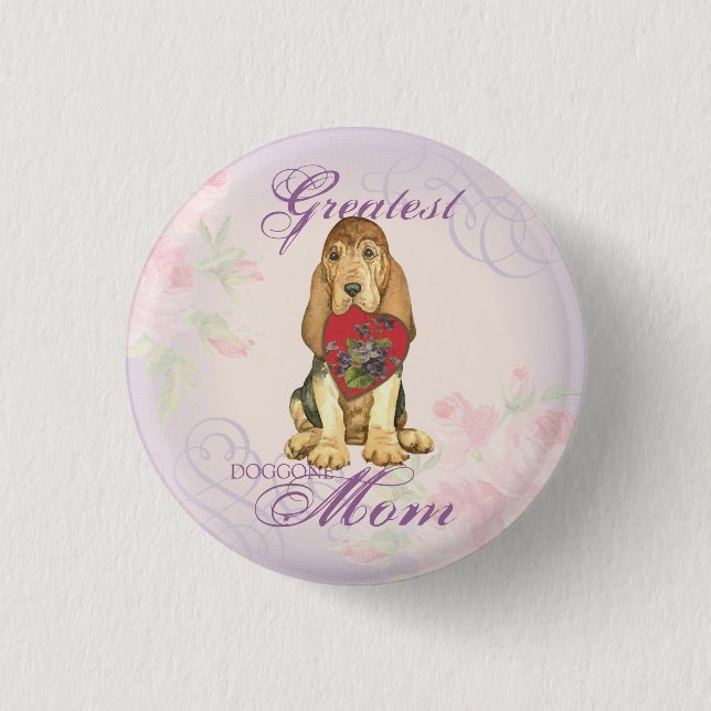 Macaron Rond 2,50 Cm Bouton Bloodhound Heart Mom Pinback (Devant)