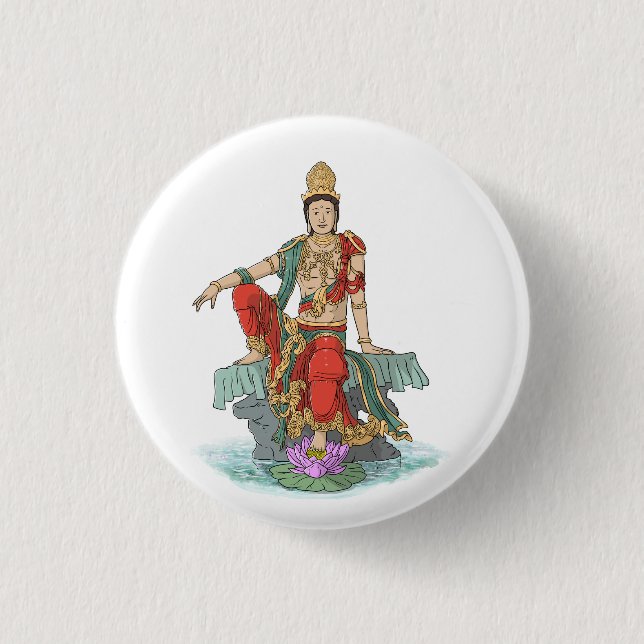 Macaron Rond 2,50 Cm Bouton Bodhisattva de Compassion (Devant)