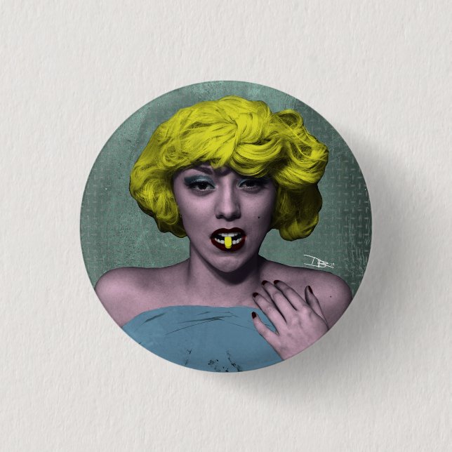 Macaron Rond 2,50 Cm Bouton Bombshell POP Art (Devant)