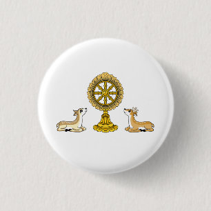 Macaron Rond 2,50 Cm Bouton Bouddha Dharma Wheel & Deers